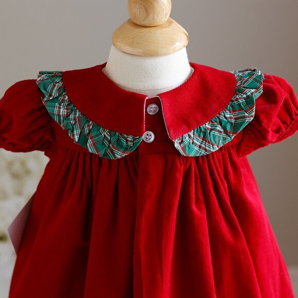 Red Cotton Corduroy Float Dress Plaid Trim Bailey Boys NWT Portrait Fall Winter - Picture 5 of 6